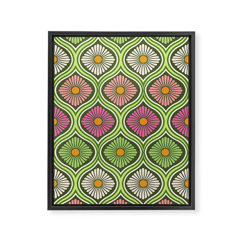 Groovy 70s Retro Mod Daisy Flowers Framed Canvas Print Gallery Image 6
