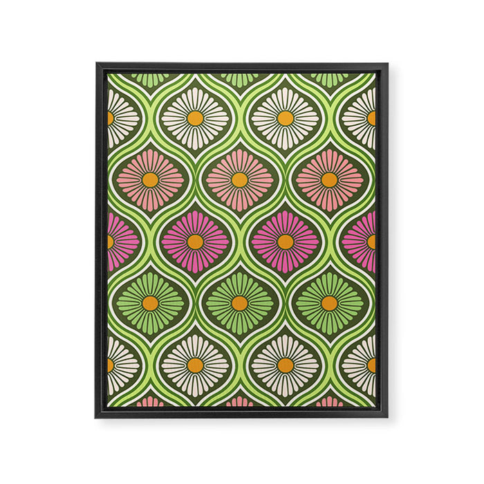 Groovy 70s Retro Mod Daisy Flowers Framed Canvas Print Gallery Image 1