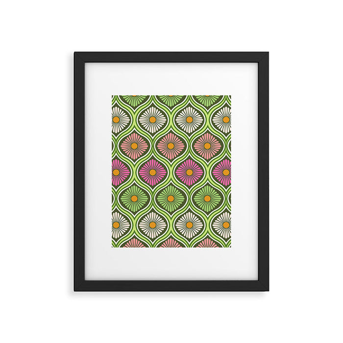 Groovy 70s Retro Mod Daisy Flowers Framed Art Print Gallery Image 1