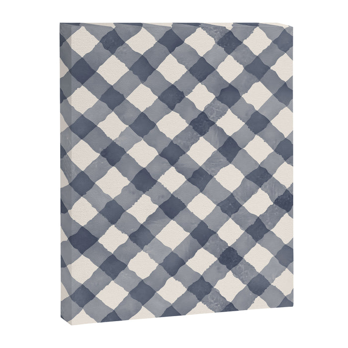 Hand Painted Blue Festive Gingham Theme Canvas Print Gallery Image 1