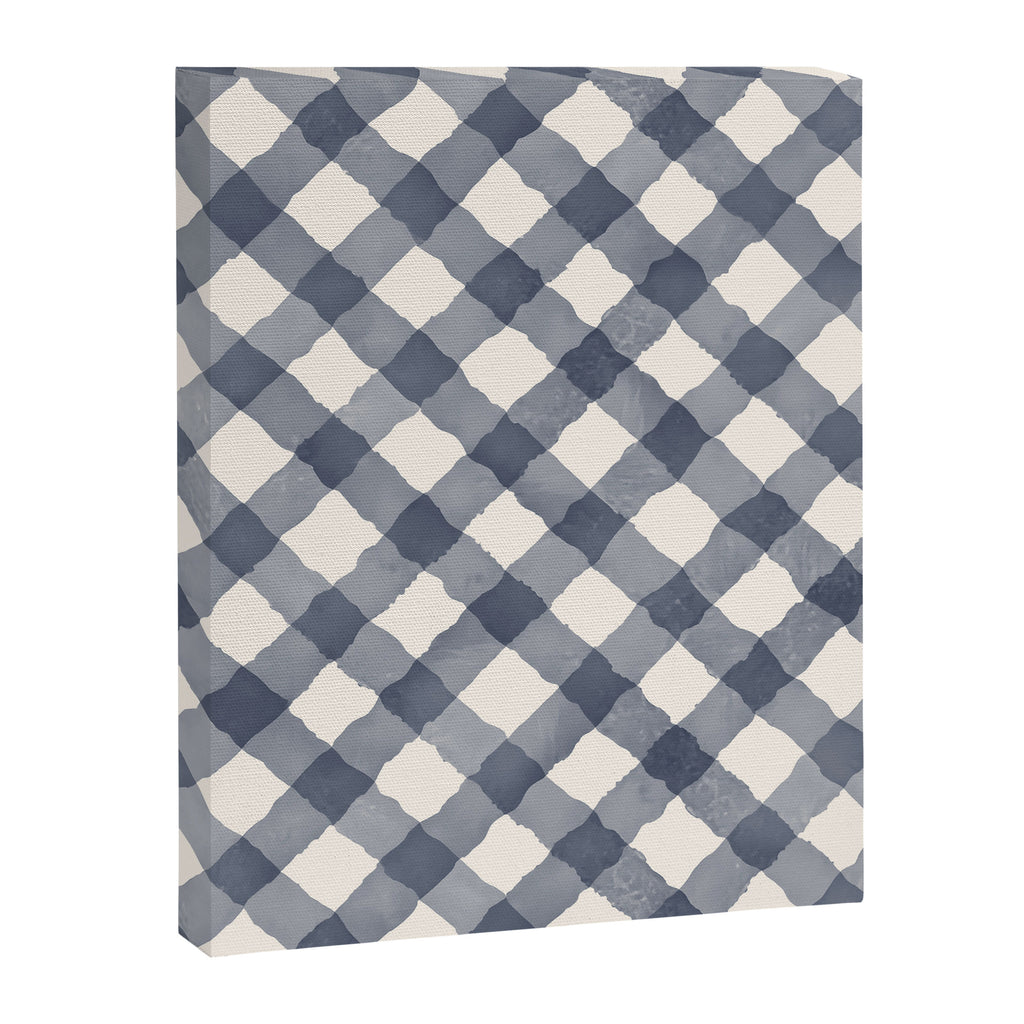 Hand Painted Blue Festive Gingham Theme Canvas Print Gallery Image 6