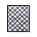 Hand Painted Blue Festive Gingham Theme Framed Canvas Print Gallery Image 6
