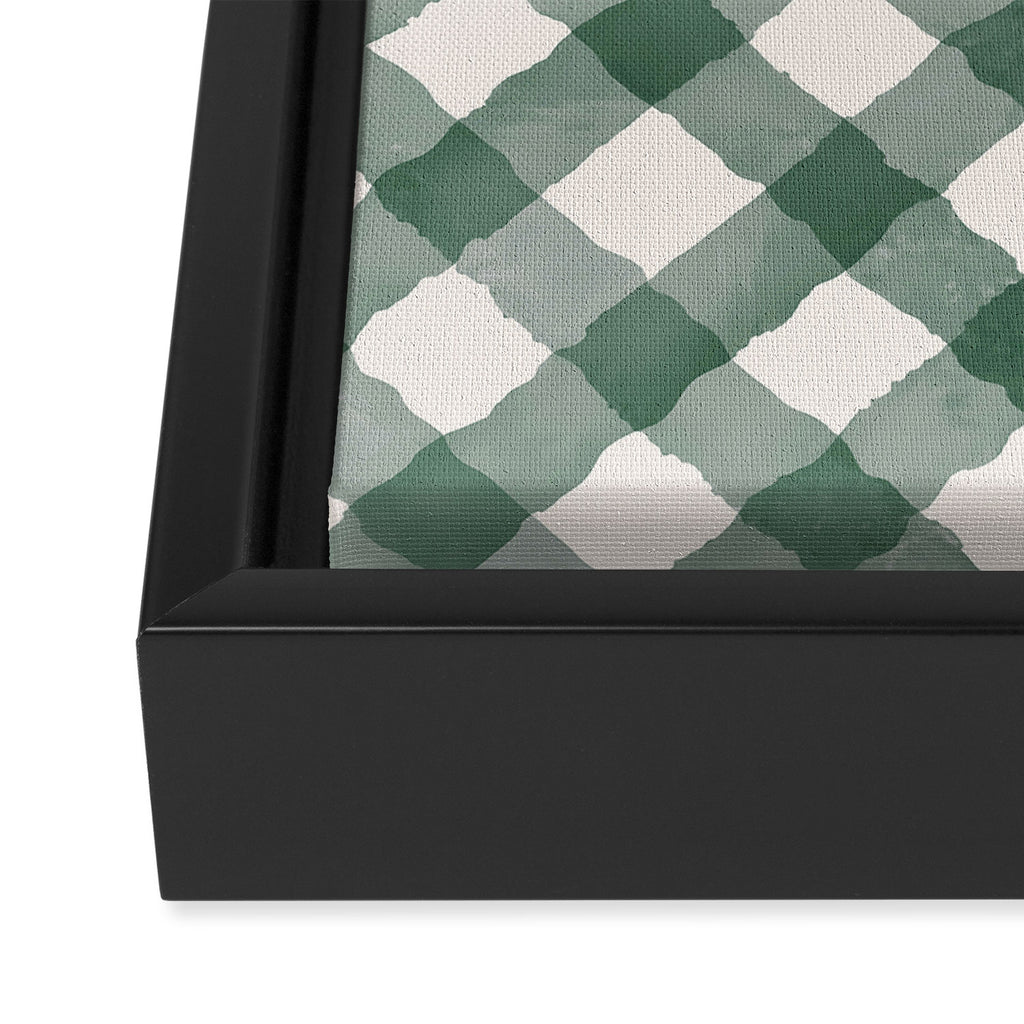 Hand Painted Dark Green Festive Gingham Theme Framed Canvas Print Gallery Image 3