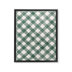 Hand Painted Dark Green Festive Gingham Theme Framed Canvas Print Gallery Image 6