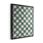 Hand Painted Dark Green Festive Gingham Theme Framed Canvas Print Gallery Image 2