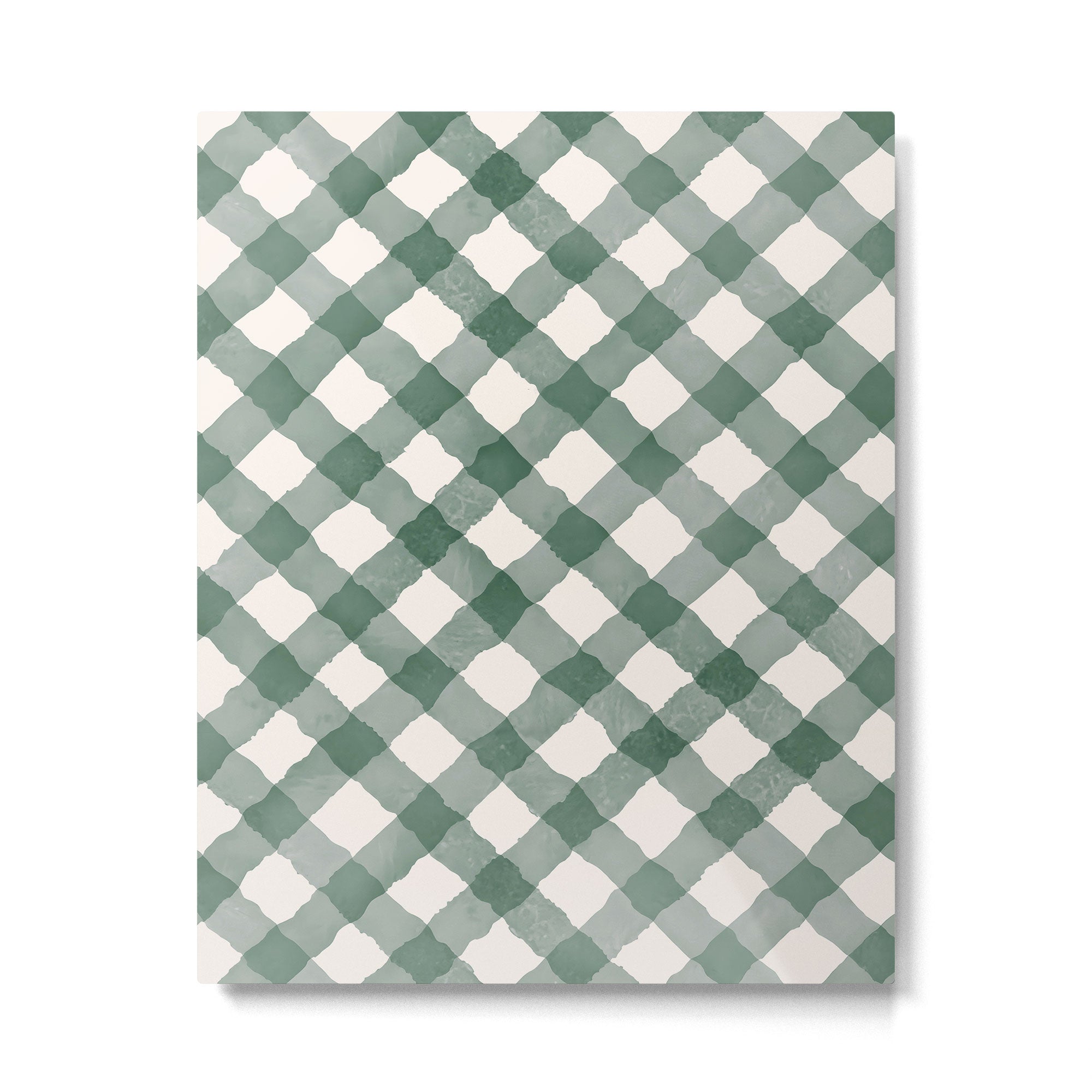 Hand Painted Dark Green Festive Gingham Theme Metal Print Gallery Image 4