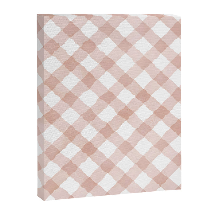 Hand Painted Pink Festive Gingham Theme Canvas Print Gallery Image 1