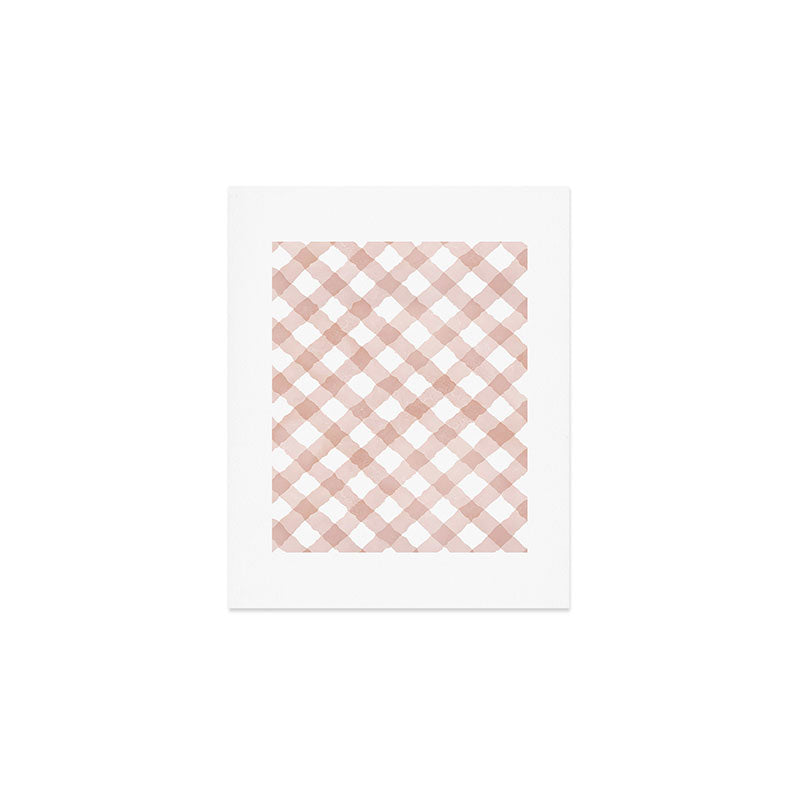 Hand Painted Pink Festive Gingham Theme Art Print Gallery Image 1