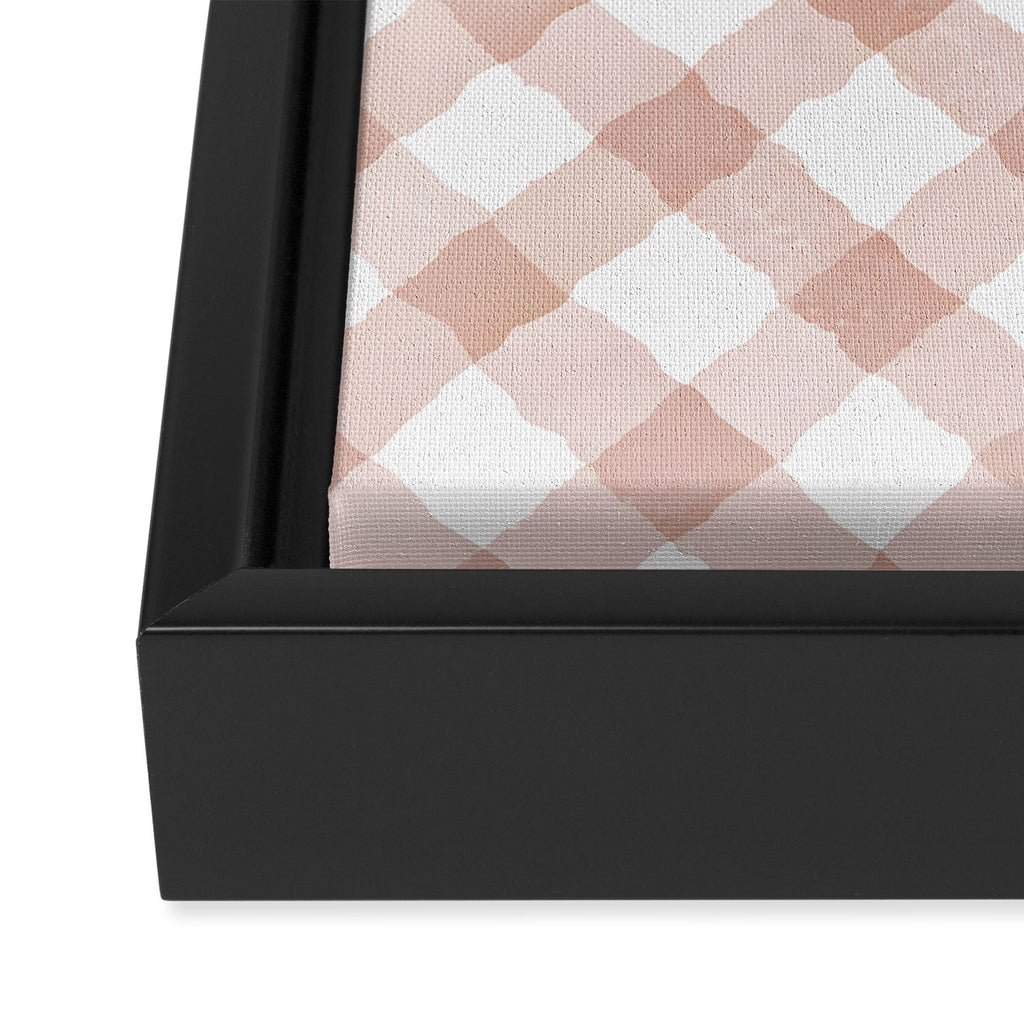 Hand Painted Pink Festive Gingham Theme Framed Canvas Print Gallery Image 3