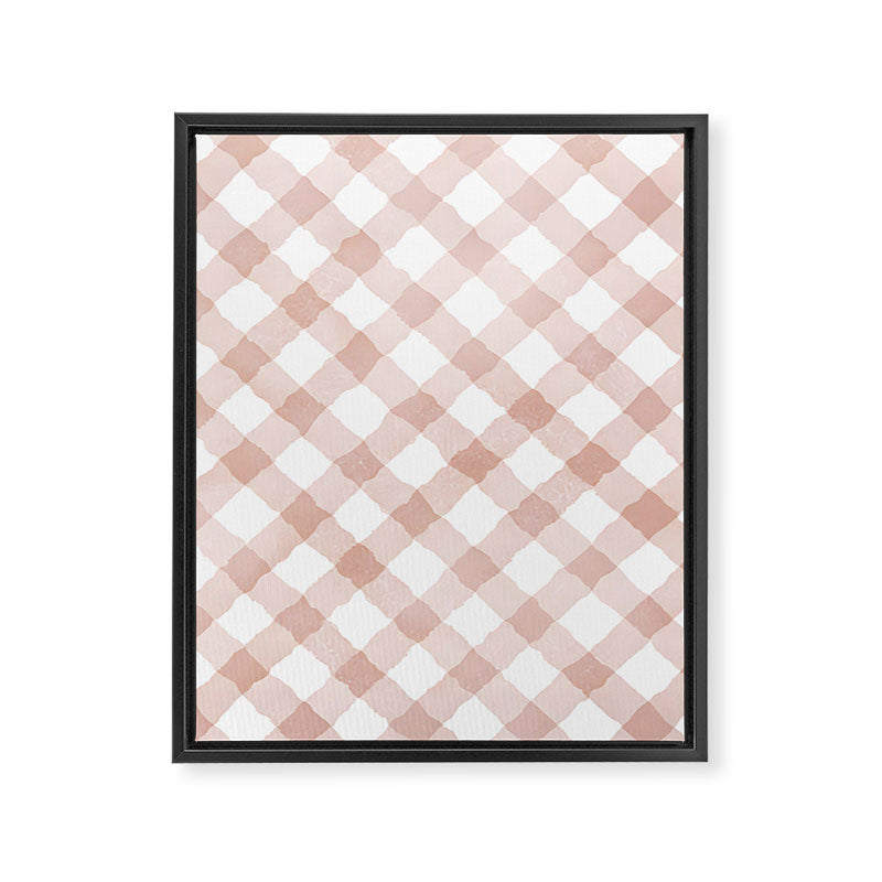 Hand Painted Pink Festive Gingham Theme Framed Canvas Print Gallery Image 6