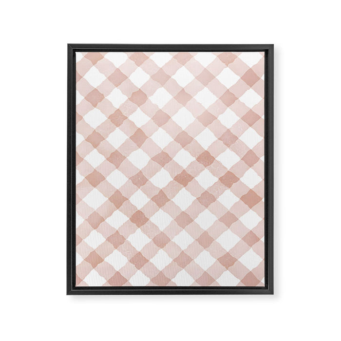 Hand Painted Pink Festive Gingham Theme Framed Canvas Print Gallery Image 1