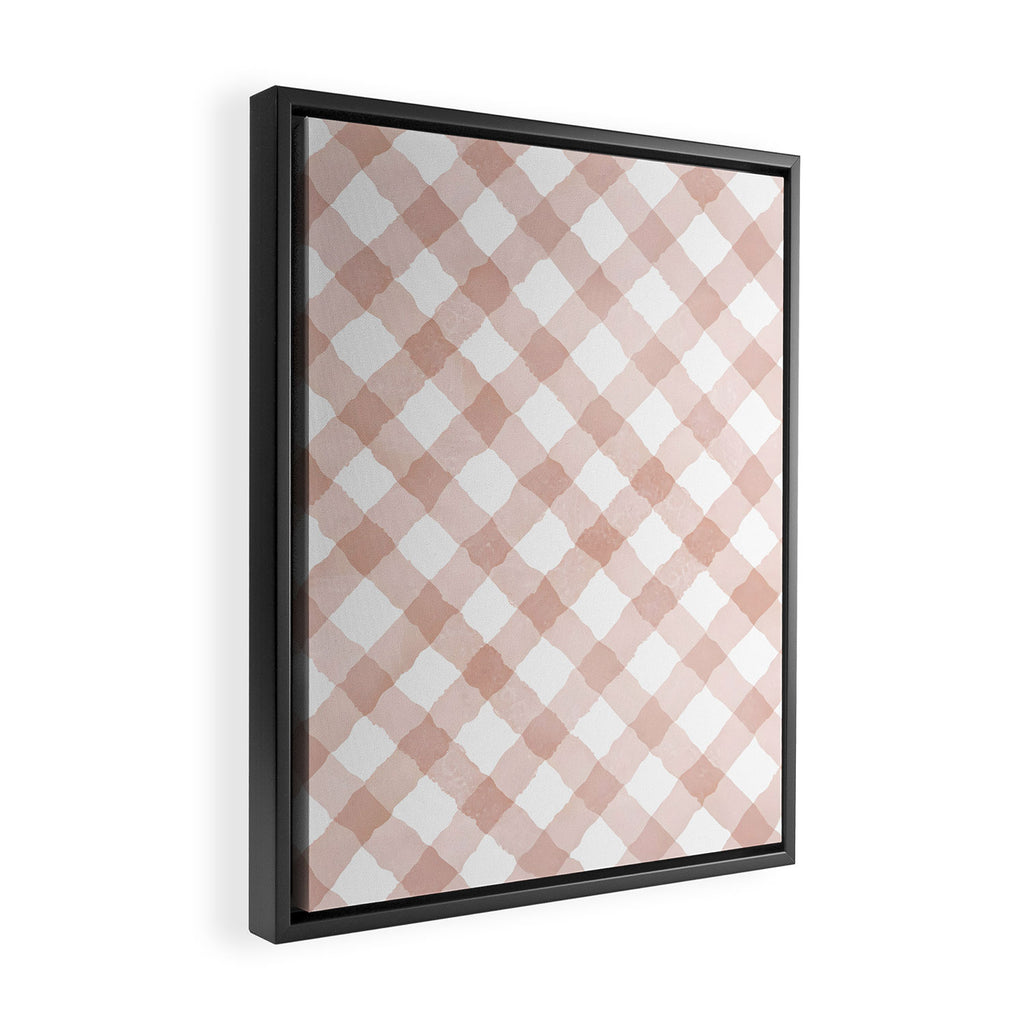 Hand Painted Pink Festive Gingham Theme Framed Canvas Print Gallery Image 2