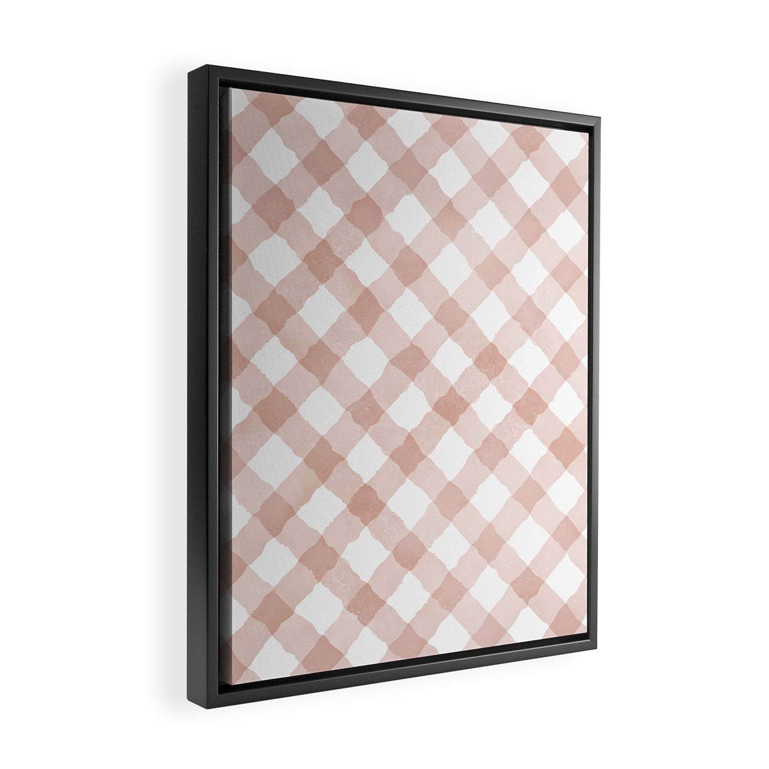 Hand Painted Pink Festive Gingham Theme Framed Canvas Print Gallery Image 2
