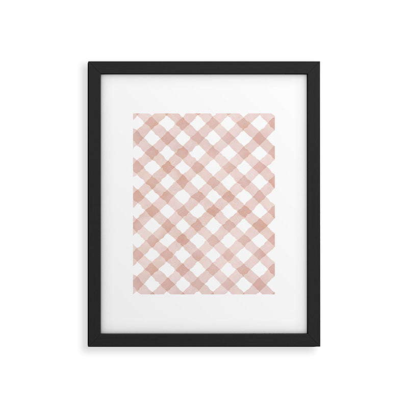 Hand Painted Pink Festive Gingham Theme Framed Art Print Gallery Image 5