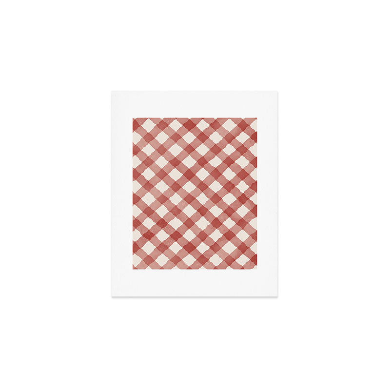 Hand Painted Red Festive Gingham Theme Art Print Gallery Image 1