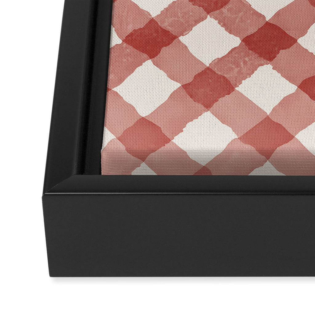 Hand Painted Red Festive Gingham Theme Framed Canvas Print Gallery Image 3