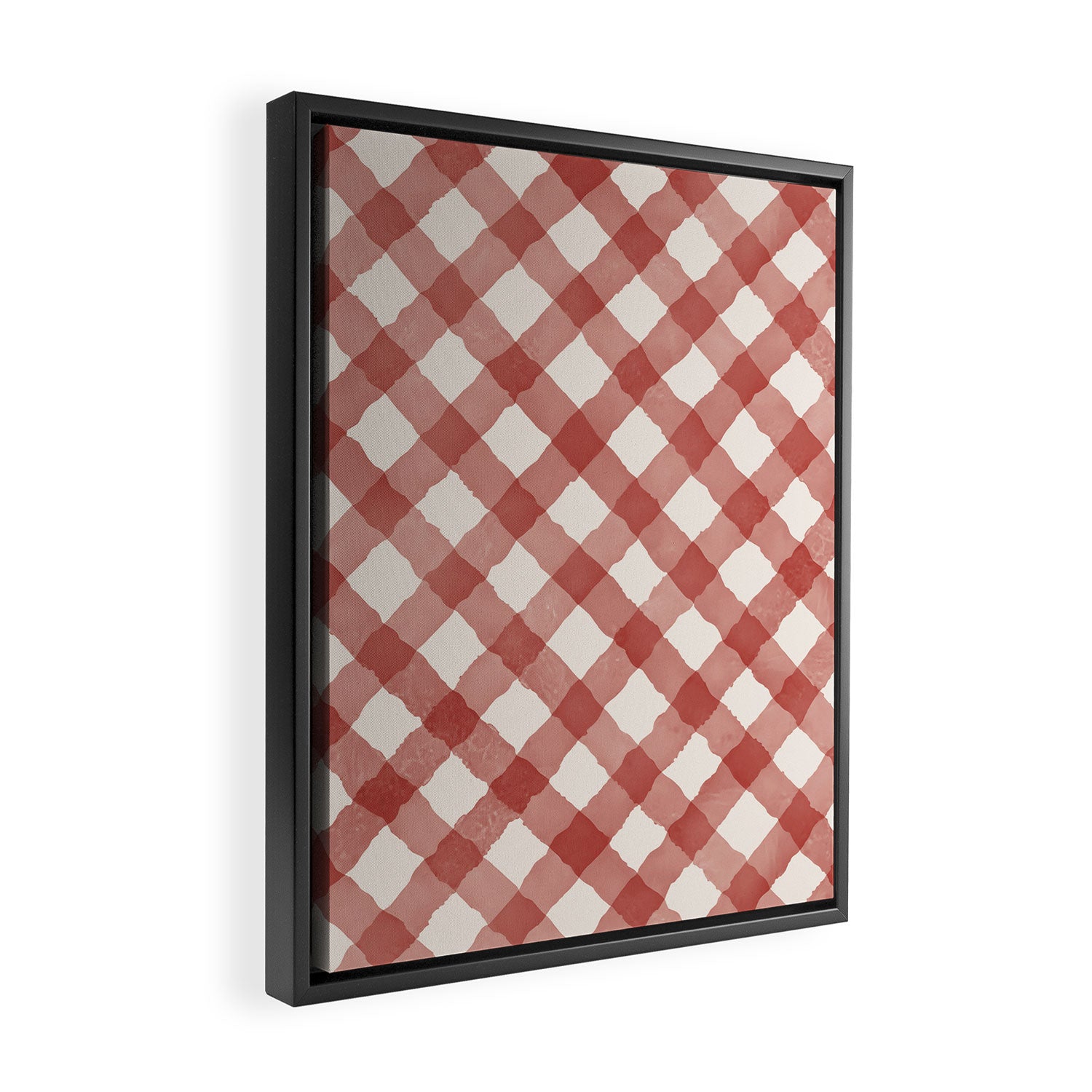 Hand Painted Red Festive Gingham Theme Framed Canvas Print Gallery Image 2