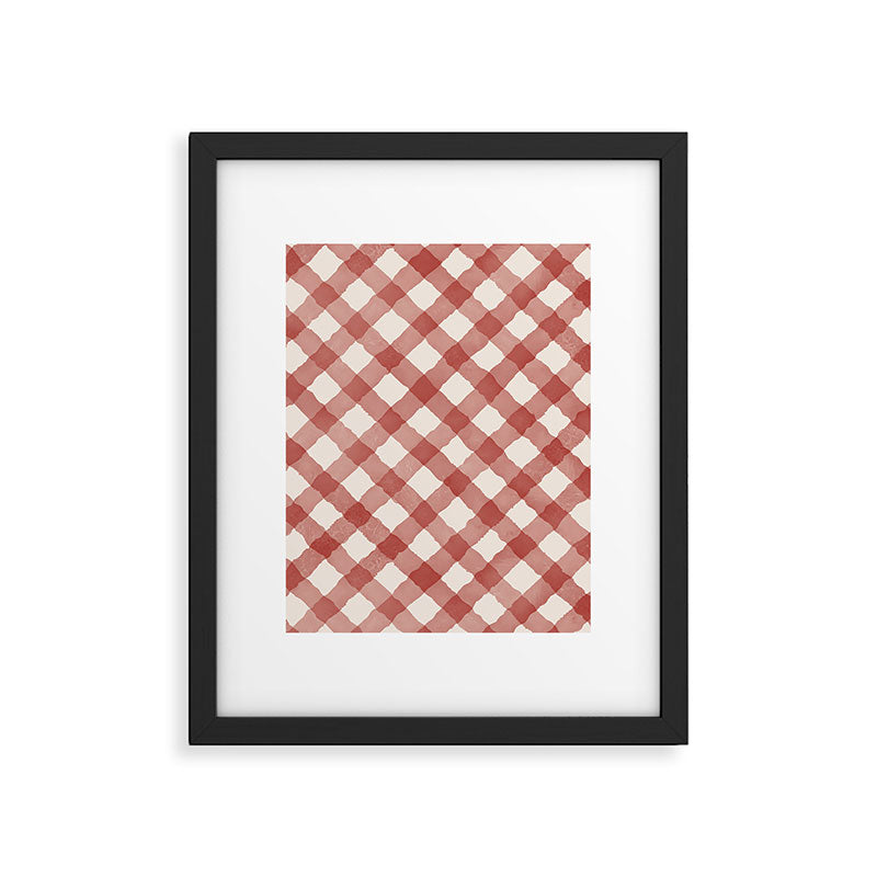 Hand Painted Red Festive Gingham Theme Framed Art Print Gallery Image 5