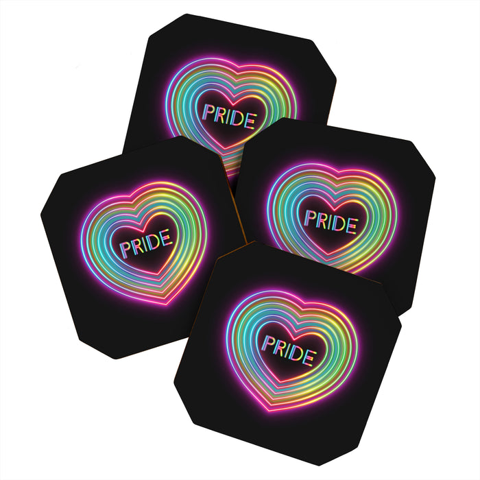 Neon Pride Heart Coaster Gallery Image 1
