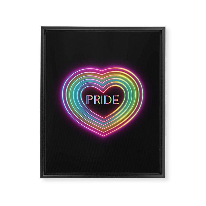 Neon Pride Heart Framed Canvas Print Gallery Image 6