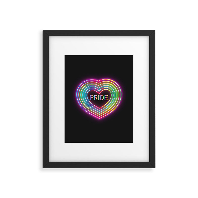 Neon Pride Heart Framed Art Print Gallery Image 5