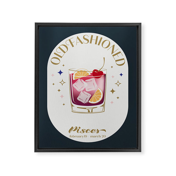 Old Fashioned Cocktail Zodiac Sign Framed Canvas Print Gallery Image 1