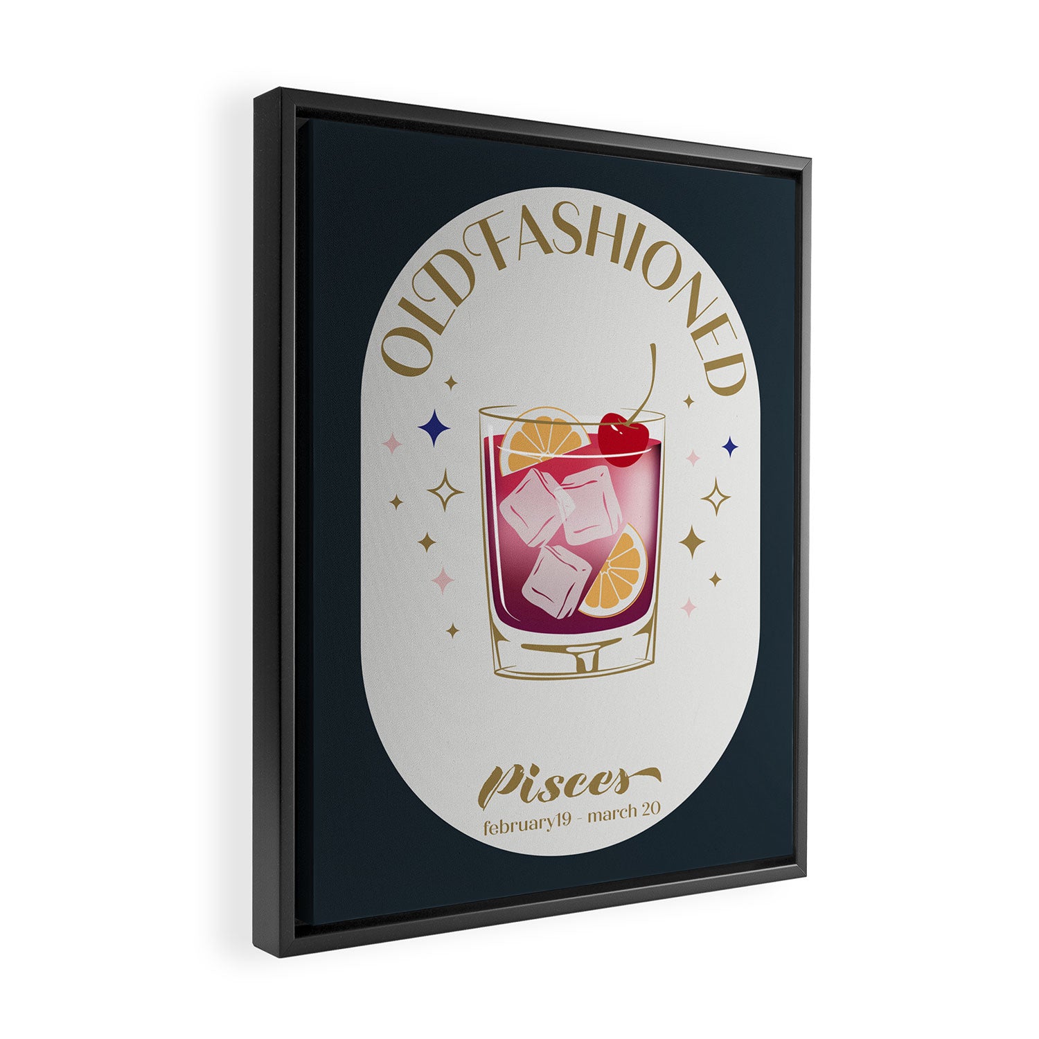 Old Fashioned Cocktail Zodiac Sign Framed Canvas Print Gallery Image 2