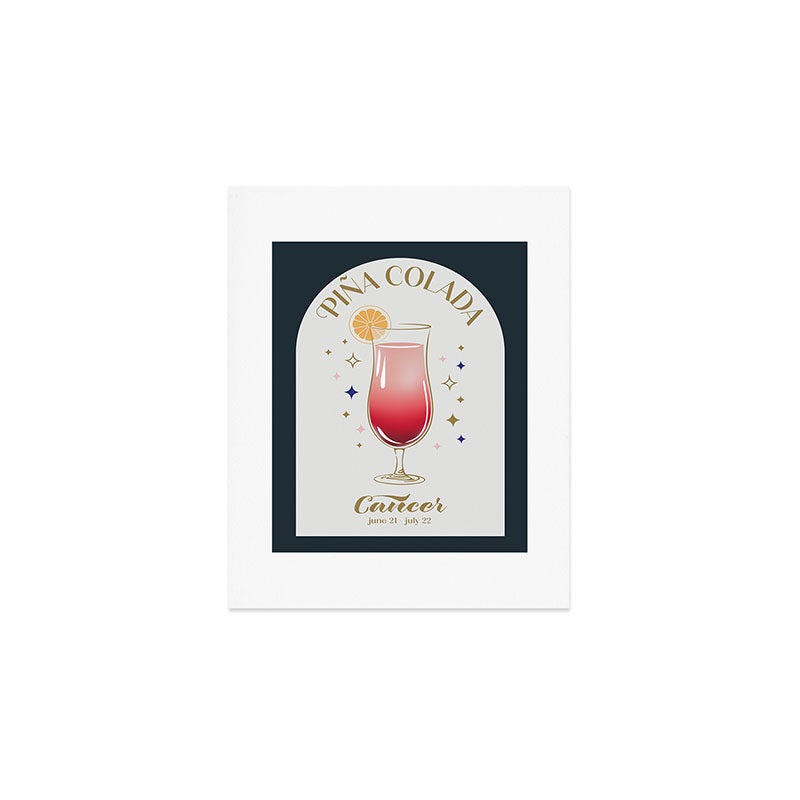 Pina Colada Cocktail Zodiac Sign Art Print Gallery Image 1