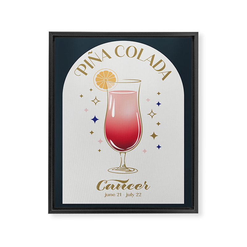 Pina Colada Cocktail Zodiac Sign Framed Canvas Print Gallery Image 6
