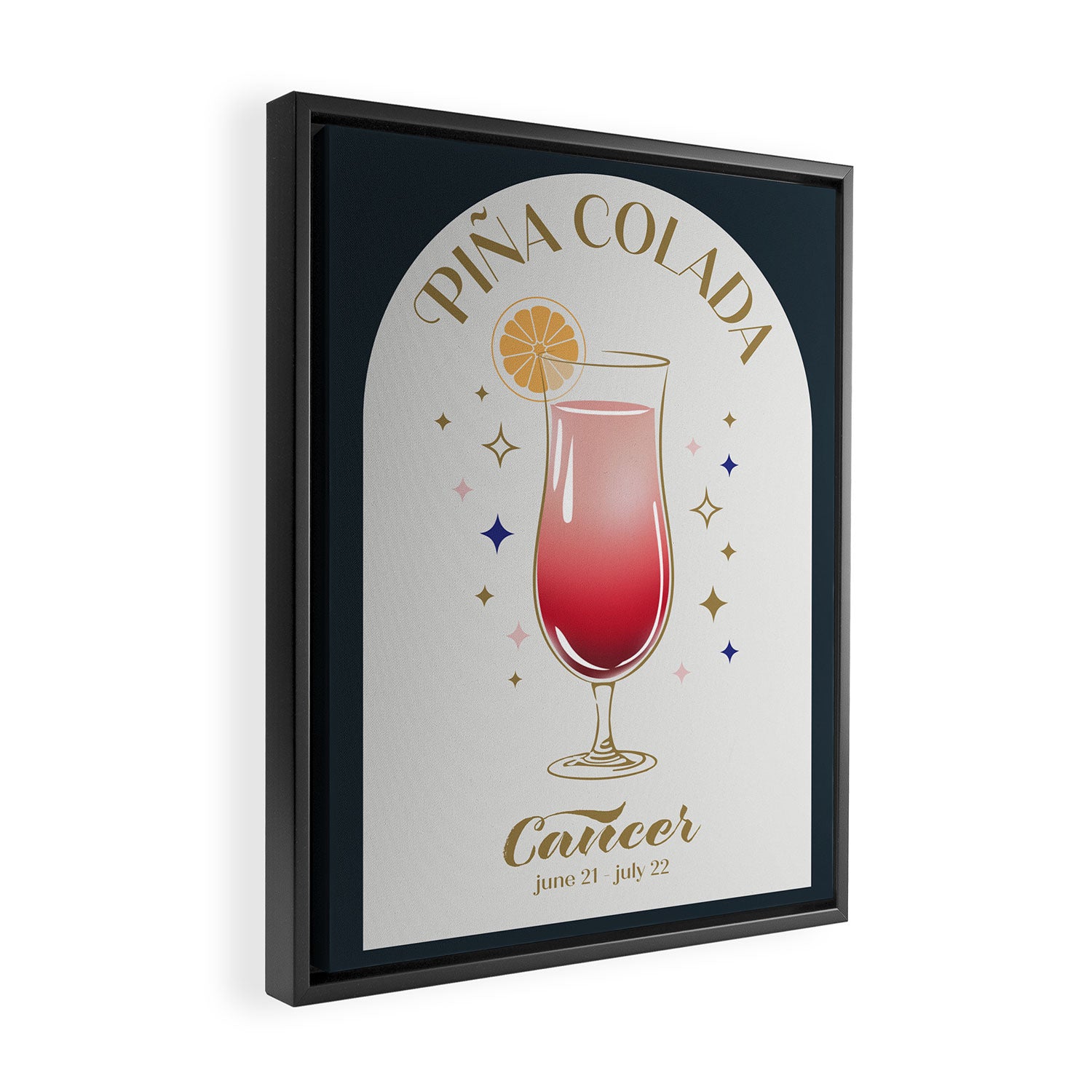 Pina Colada Cocktail Zodiac Sign Framed Canvas Print Gallery Image 2