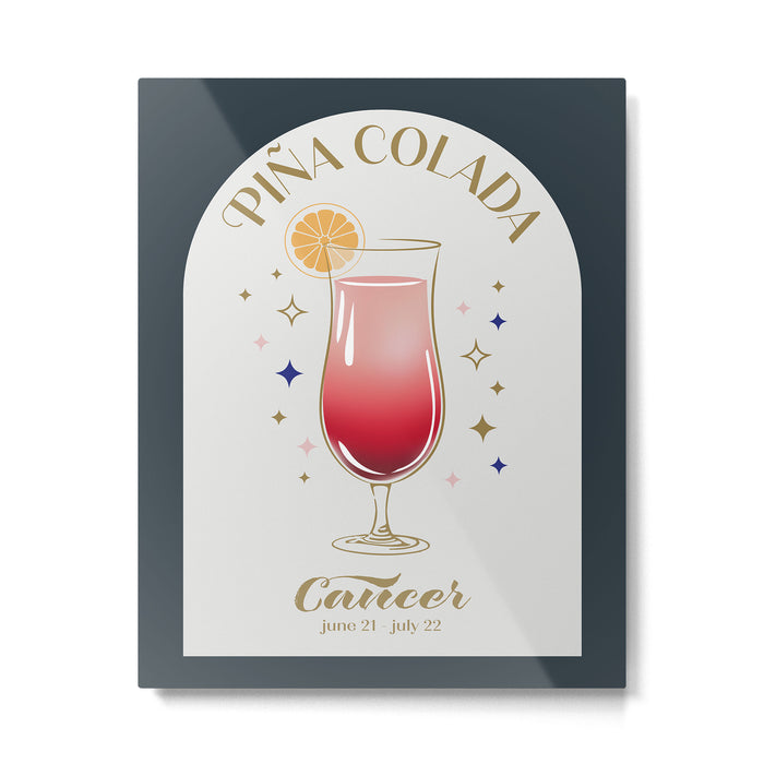 Pina Colada Cocktail Zodiac Sign Metal Print Gallery Image 1