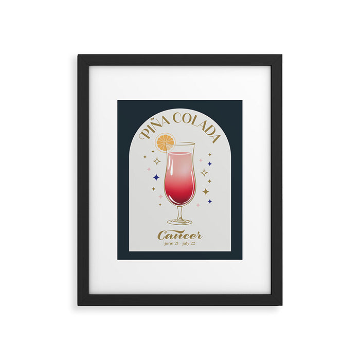 Pina Colada Cocktail Zodiac Sign Framed Art Print Gallery Image 1