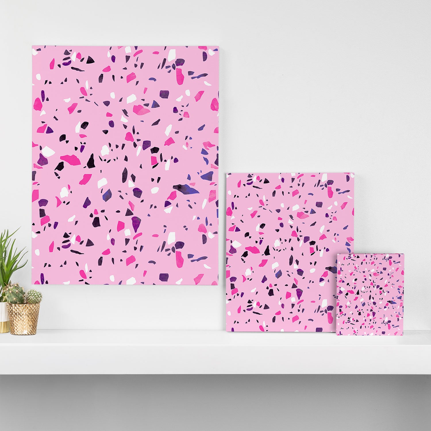 Pink Shadows Terrazzo Canvas Print Gallery Image 3