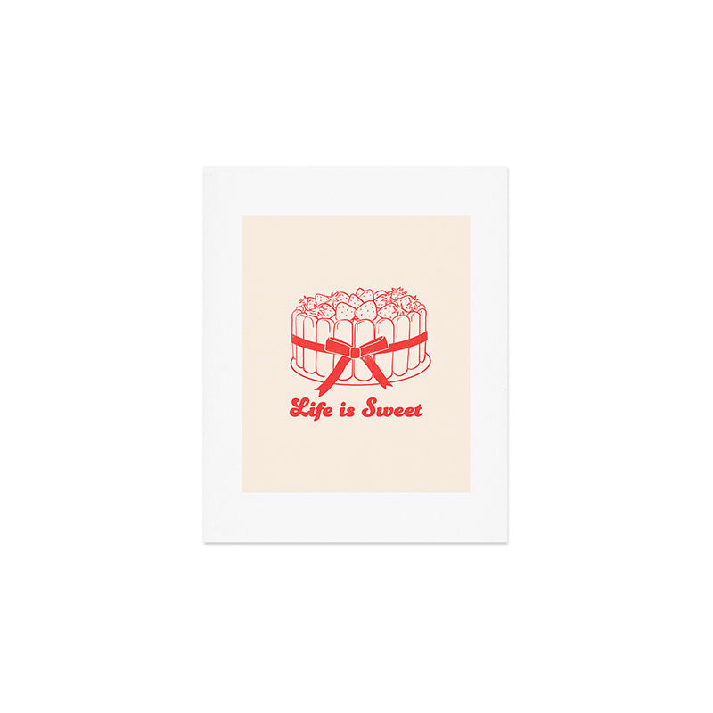 Preppy Strawberry Cake Art Print Gallery Image 1