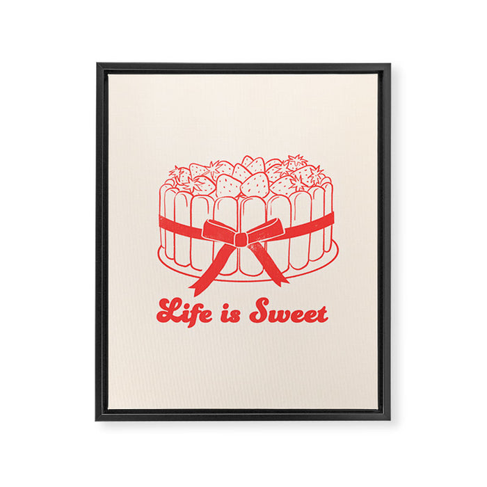 Preppy Strawberry Cake Framed Canvas Print Gallery Image 1