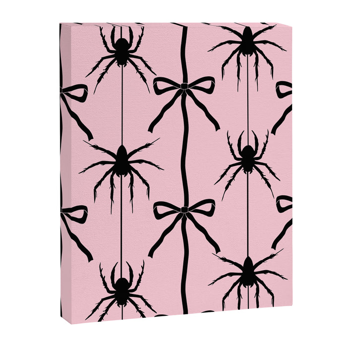 Spider and Bows on Pink Canvas Print Gallery Image 1