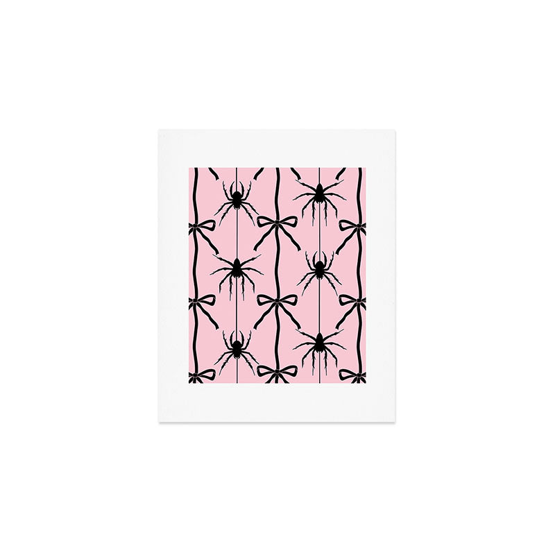 Spider and Bows on Pink Art Print Gallery Image 1