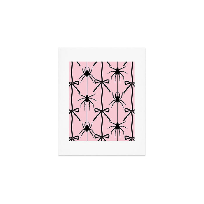 Spider and Bows on Pink Art Print Gallery Image 1