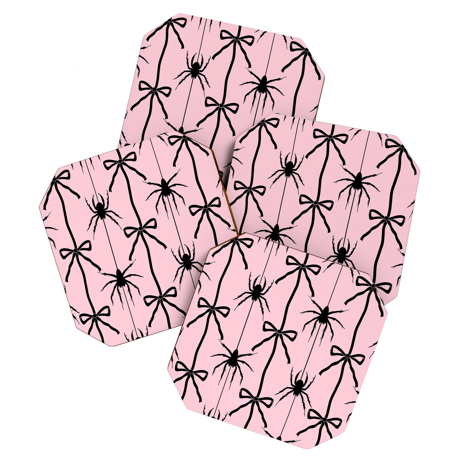 Spider and Bows on Pink Coaster Gallery Image 1
