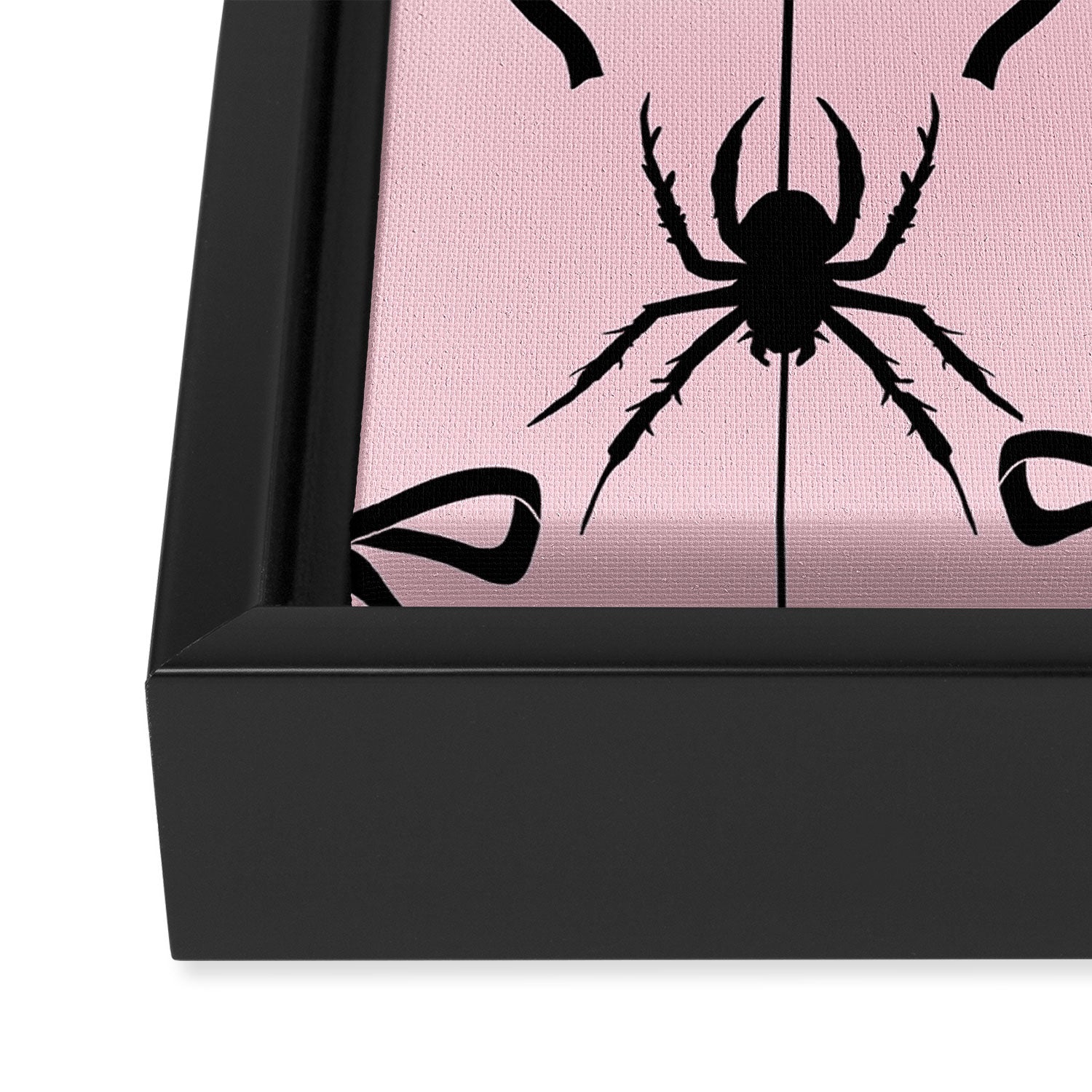 Spider and Bows on Pink Framed Canvas Print Gallery Image 3