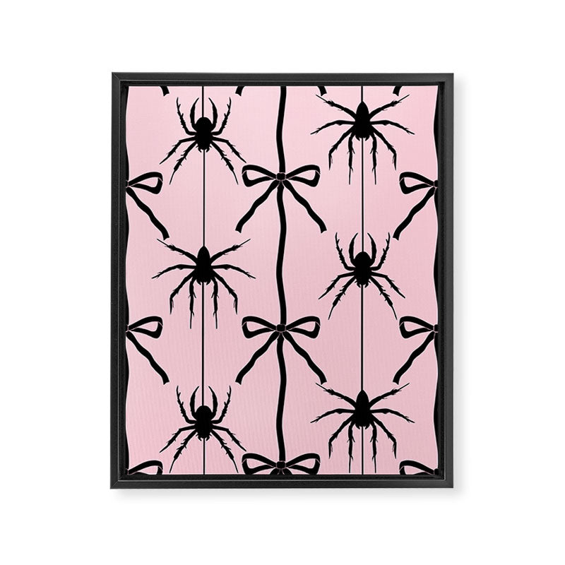 Spider and Bows on Pink Framed Canvas Print Gallery Image 6
