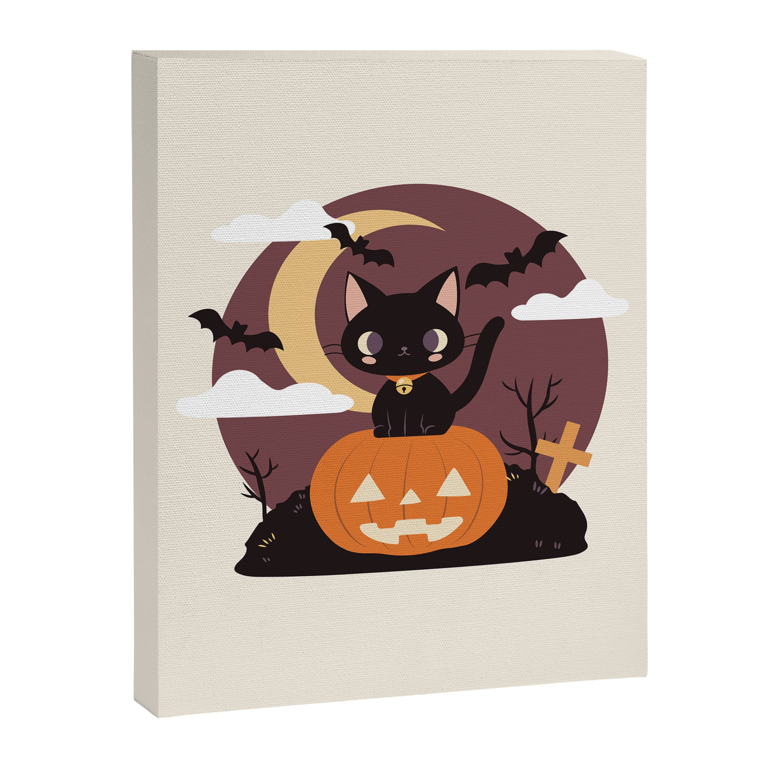 Spooky Cat on a Pumpkin Canvas Print Gallery Image 8