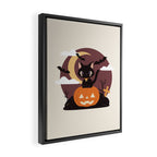 Spooky Cat on a Pumpkin Framed Canvas Print Gallery Image 2