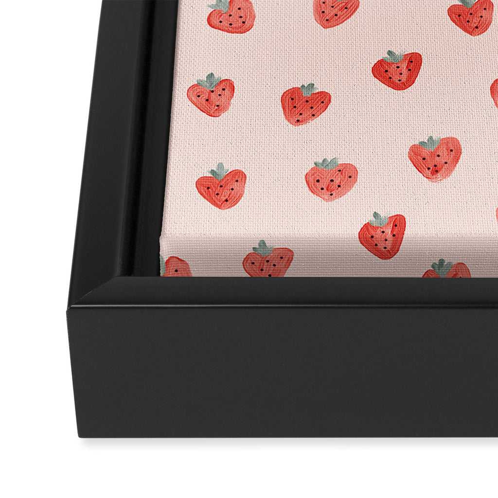 Strawberries on Pink Framed Canvas Print Gallery Image 3