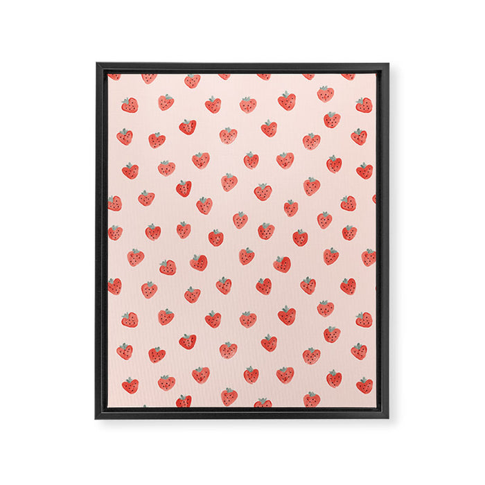 Strawberries on Pink Framed Canvas Print Gallery Image 1