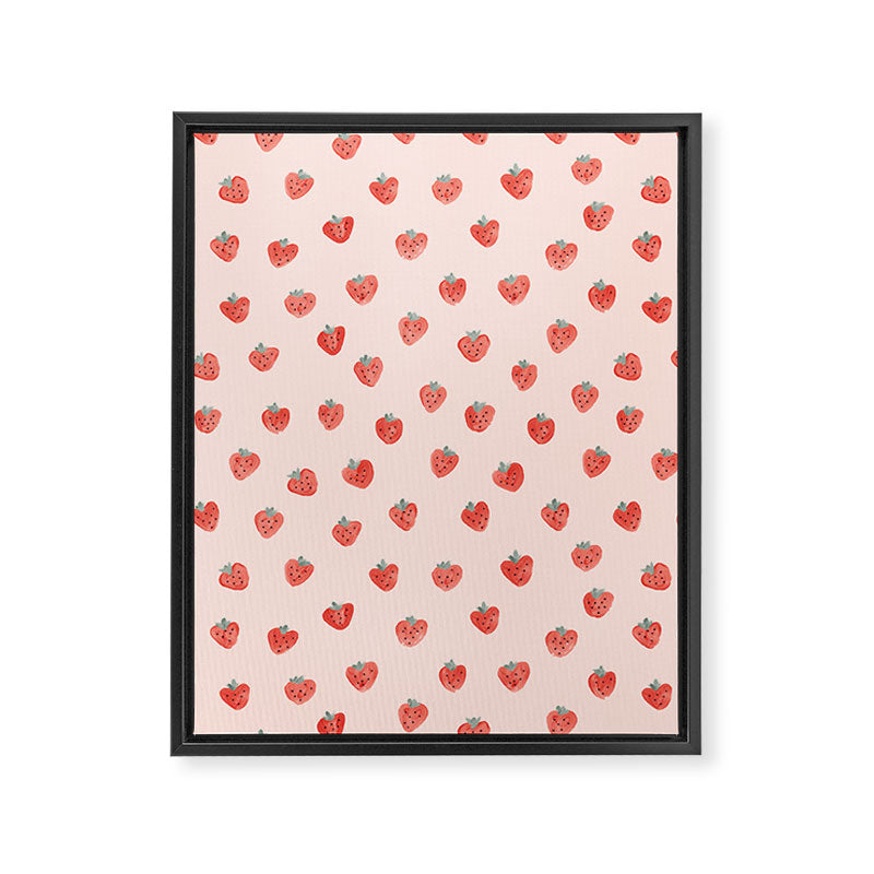 Strawberries on Pink Framed Canvas Print Gallery Image 6
