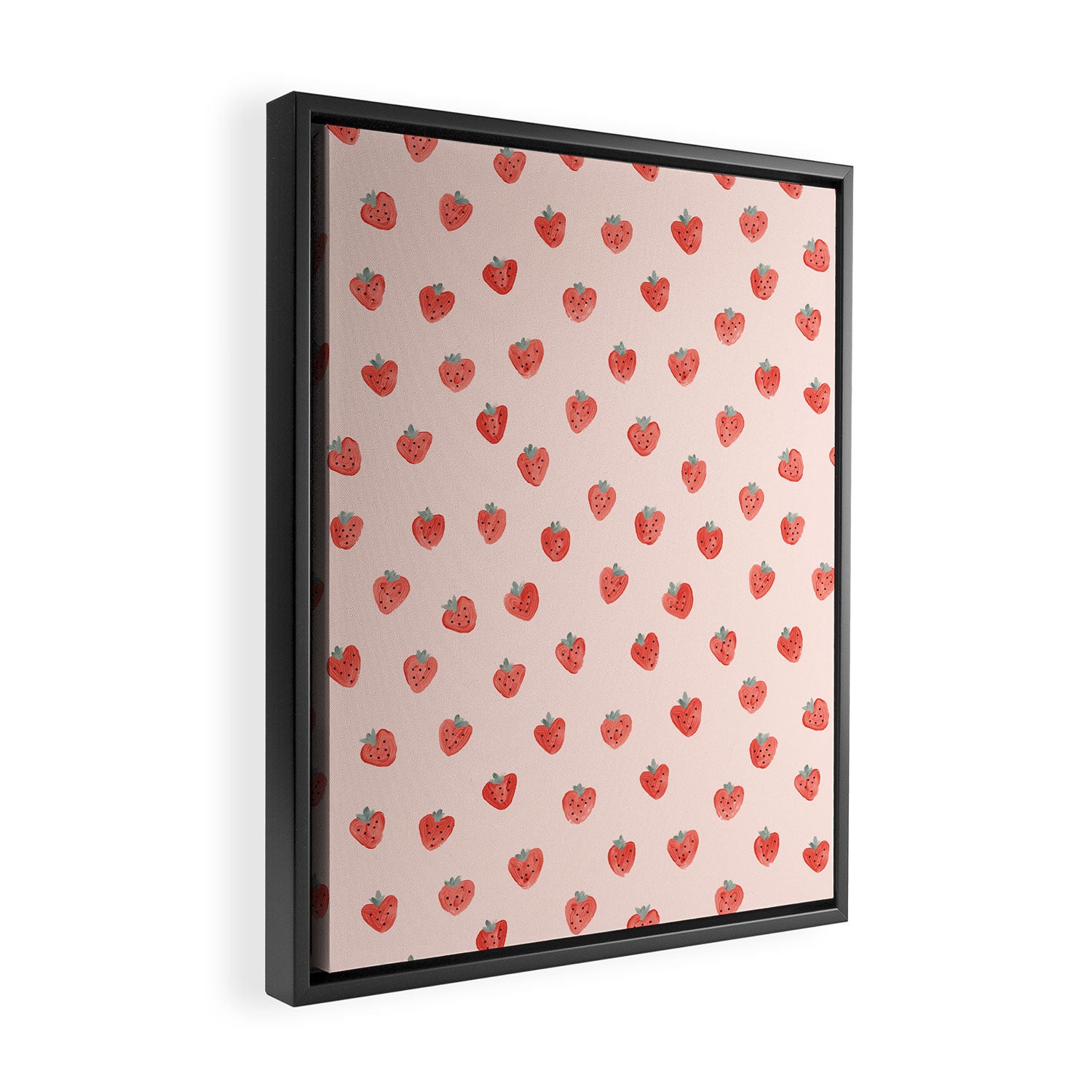 Strawberries on Pink Framed Canvas Print Gallery Image 2