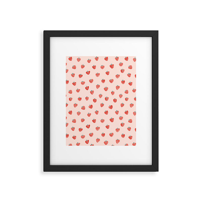 Strawberries on Pink Framed Art Print Gallery Image 4