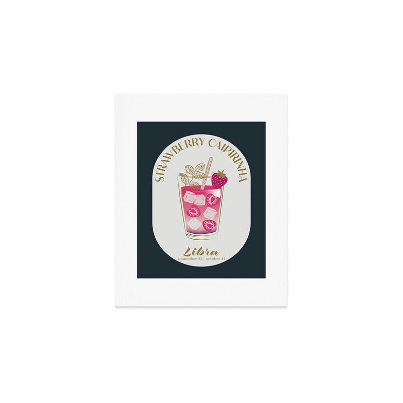 Strawberry Caipirinha Cocktail Zodiac Sign Art Print Gallery Image 1