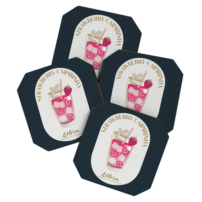 Strawberry Caipirinha Cocktail Zodiac Sign Coaster Gallery Image 1